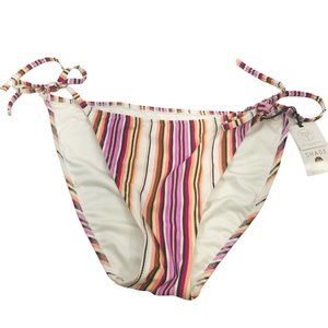 Shade And Shore Women's Sz Med Side Tie Hipster Bikini Swim Bottom Striped New